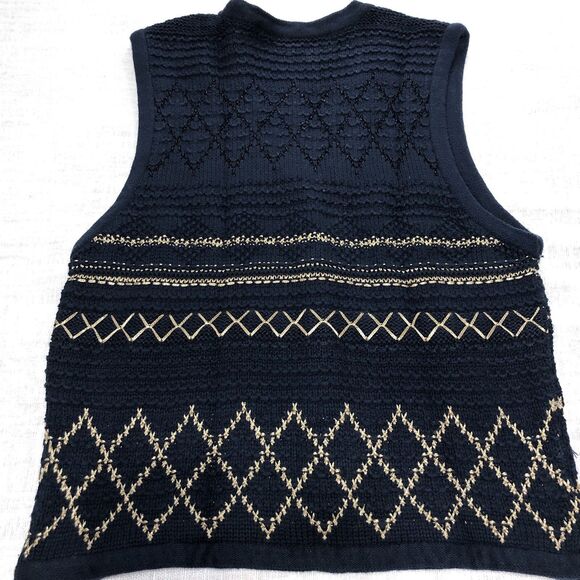 VTG 90s Liz Sport Sweater Vest Women M/L Crochet Button Cottagecore Grandma Y2K - Picture 2 of 14